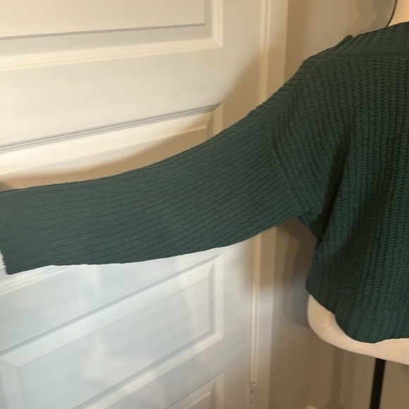 Green V Neck Cropped Sweater NWOT - Picture 4 of 4